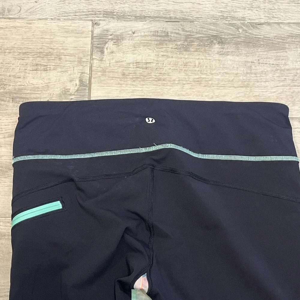 Lululemon Women's Run Top Speed Crop Leggings Blushed Illusion Size 8 EUC
